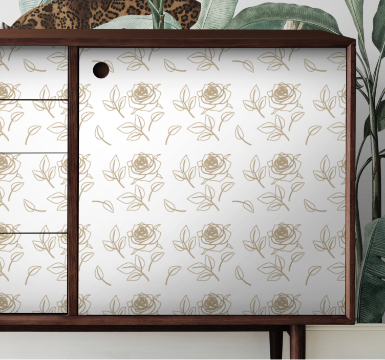 Klebefolie Möbel Detailliertes rosenmuster beige hintergrund - TenStickers
