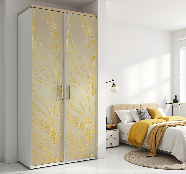 Möbelfolie großes blatt mit goldeffekt - TenStickers