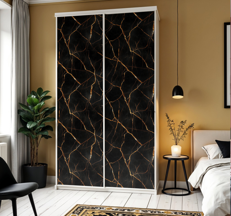 Schrankaufkleber schwarzer marmor - TenStickers