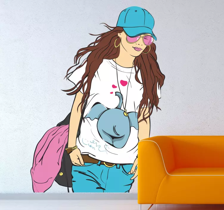 Modische Frau Aufkleber - TenStickers