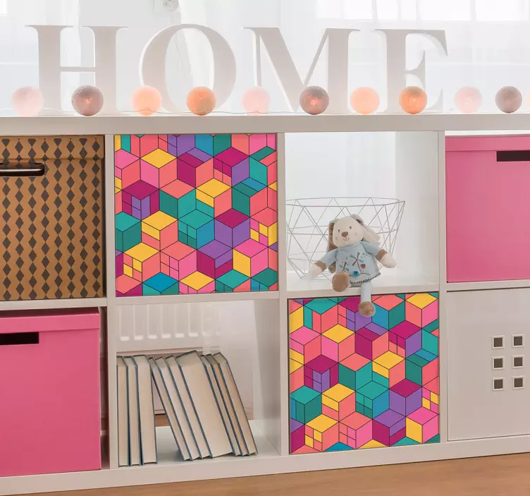 Möbelfolie 3D Effekt bunte Würfel - TenStickers