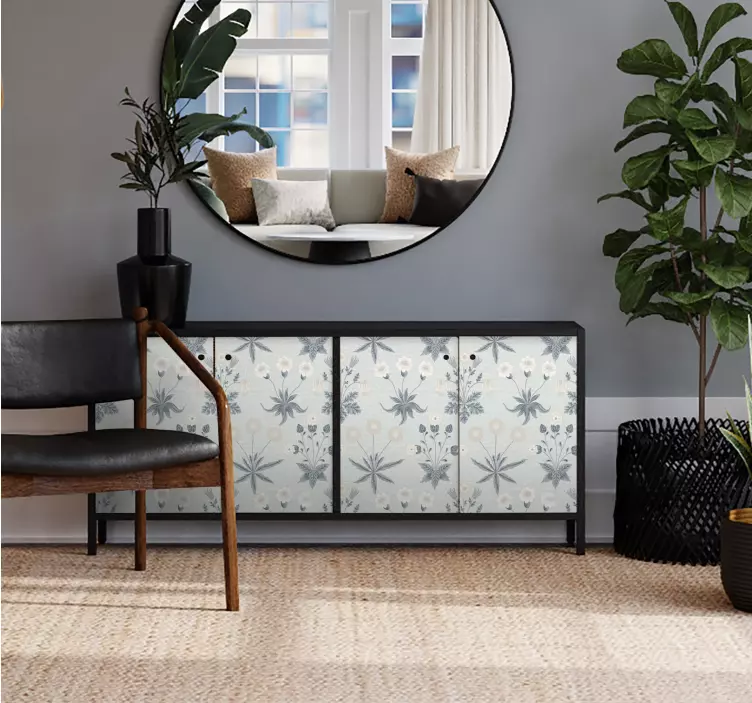 Möbelfolie Blumenmuster pastellblau - TenStickers