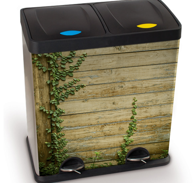 Aufkleber Mülltonne Holzoptik - TenStickers