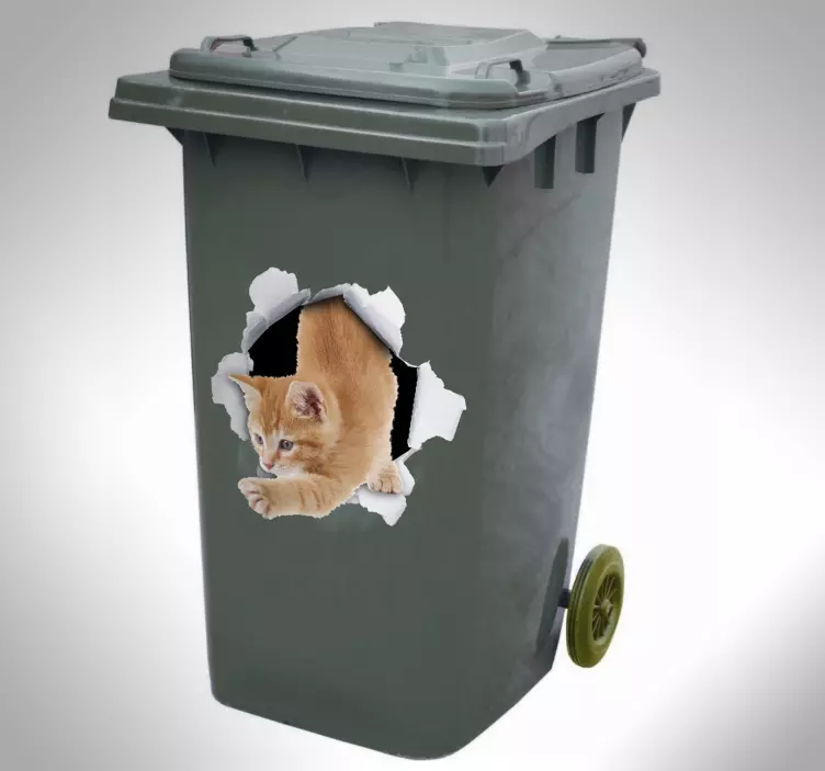Aufkleber Mülltonne Katze - TenStickers