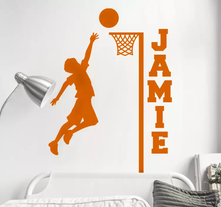 Wandtattoo Jugendzimmer Basketballkorb mit Namen - TenStickers