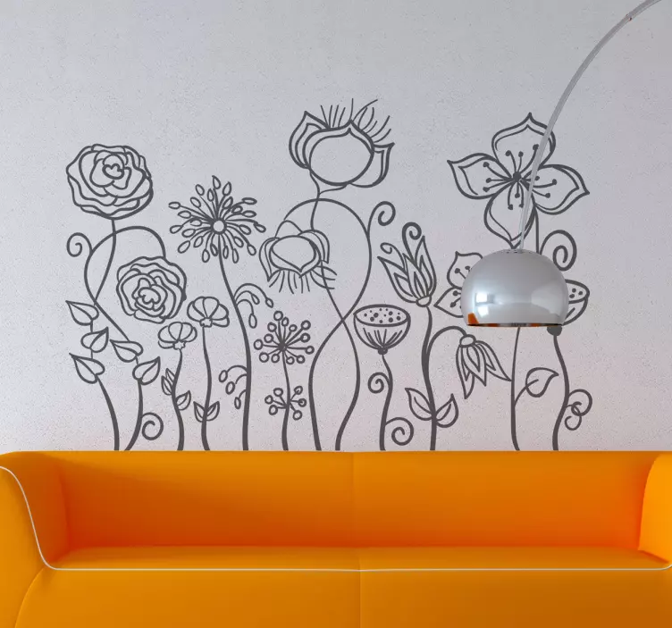 Wandtattoo Wohnzimmer niedliches Blumenranken - TenStickers