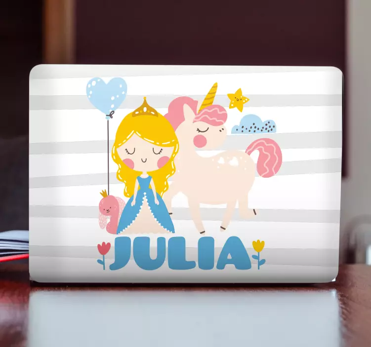 Laptop Aufkleber Cartoon-prinzen und einhorn - TenStickers