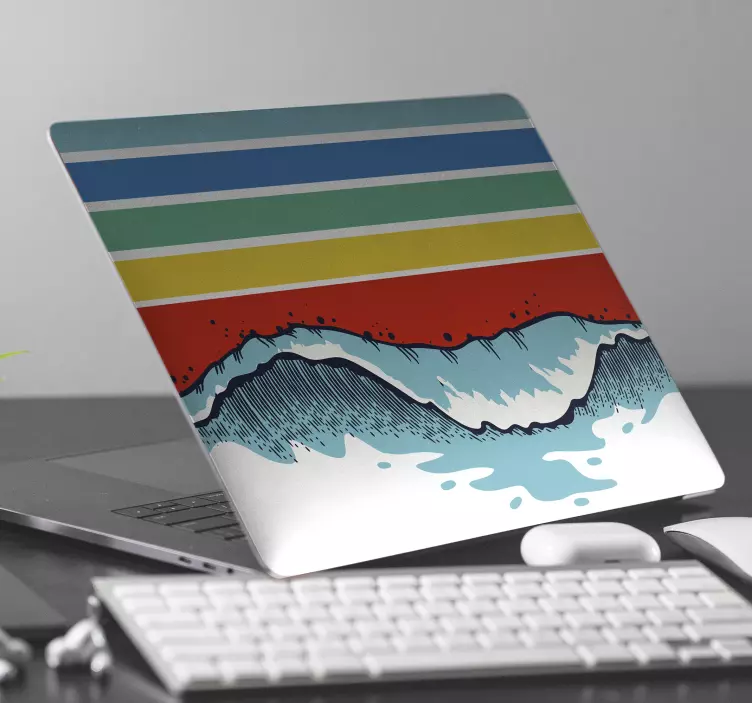 Laptop Sticker Retro Wellen - TenStickers