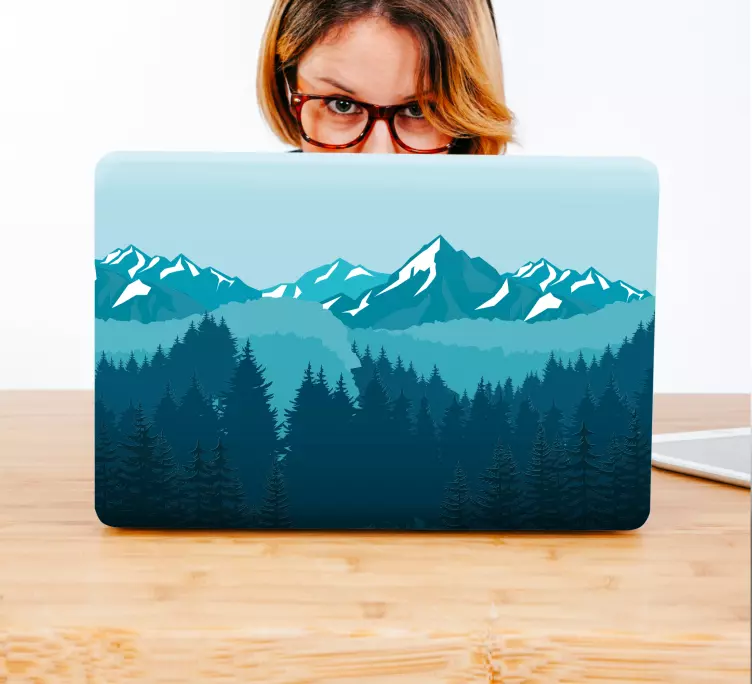 Laptop Aufkleber blaue Landschaft Wandtattoo Berge - TenStickers