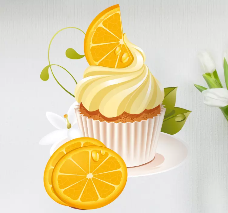 Wandtattoo Küche Orangen Cupcake - TenStickers