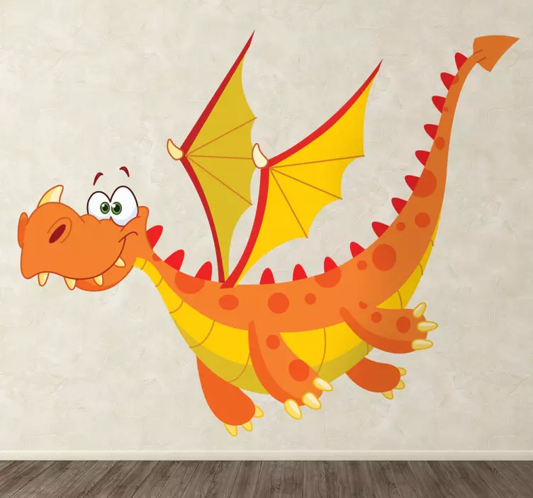 Wandtattoo Kinderzimmer Orangener Drache - TenStickers