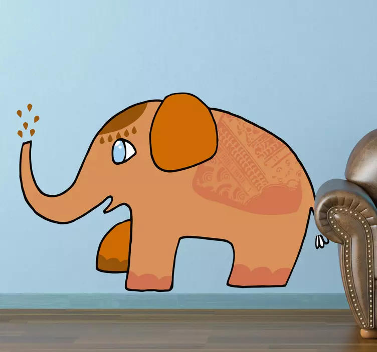 Orangener Elefant Aufkleber - TenStickers