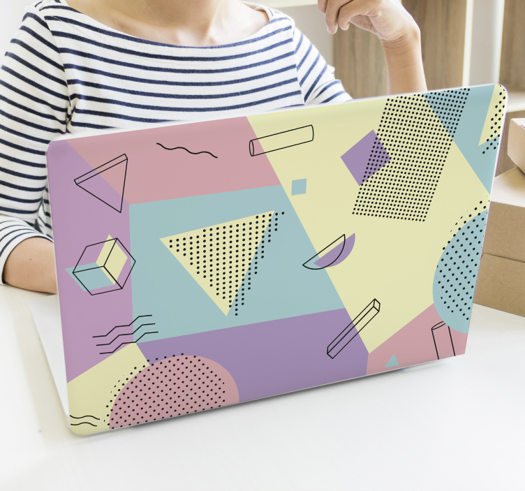 Pastell Laptop Folie im Memphis-Stil - TenStickers