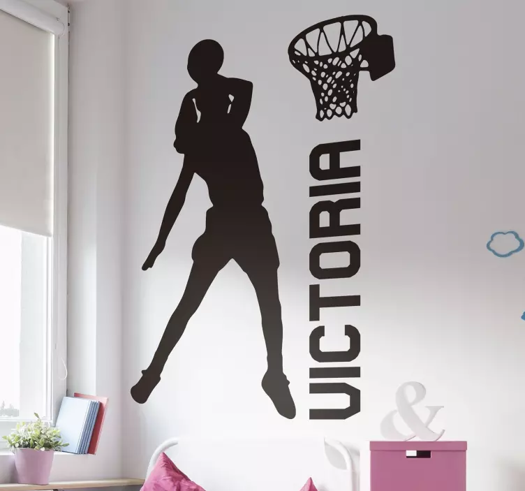 Basketball Spielerin Wand Aufkleber mit Namen - TenStickers