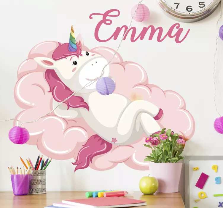 Personalisierbarer Einhorn Märchen Wand Aufkleber  - TenStickers