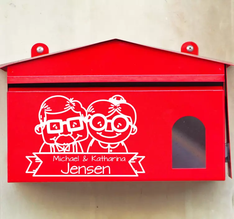 Personalisierter Aufkleber Briefkasten mit älterem mann und fraue - TenStickers