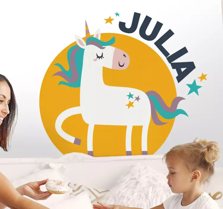 Personalisierter Aufkleber Grafisches einhorn mit Namen - TenStickers