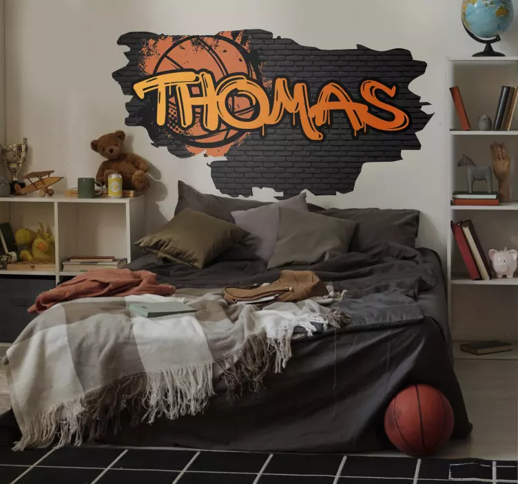Wandtattoo Jugendzimmer Basketball Graffiti mit Namen - TenStickers