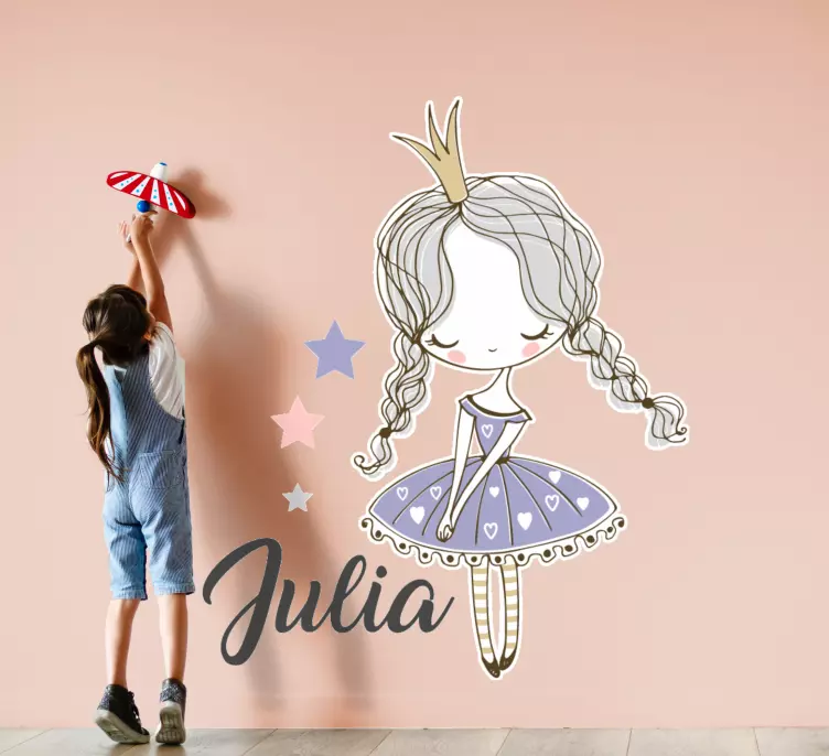 Personalisierter Aufkleber Prinzessin mit zwei zöpfen - TenStickers