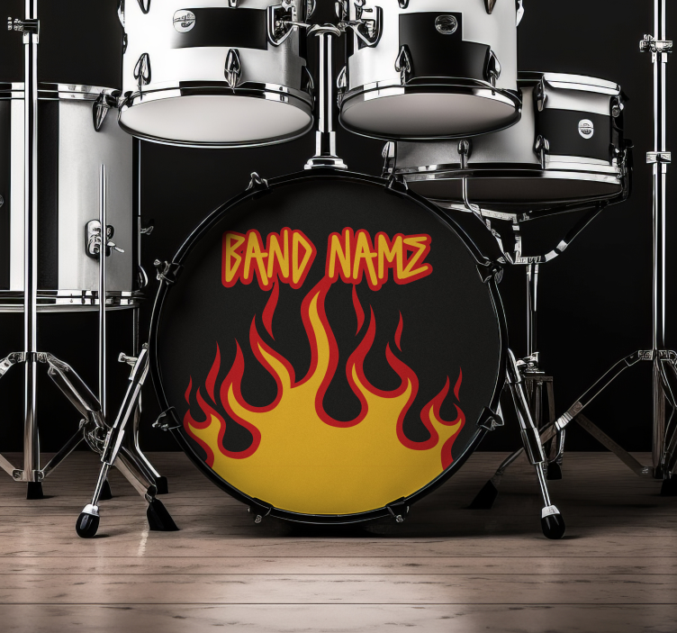 Personalisierter Aufkleber Flammen Bassdrumfell - TenStickers