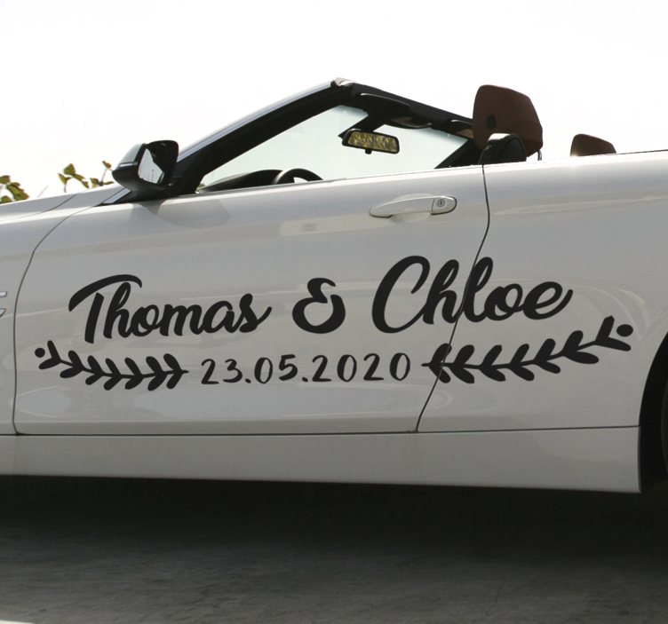 Autoaufkleber personalisierter Hochzeitsaufkleber - TenStickers