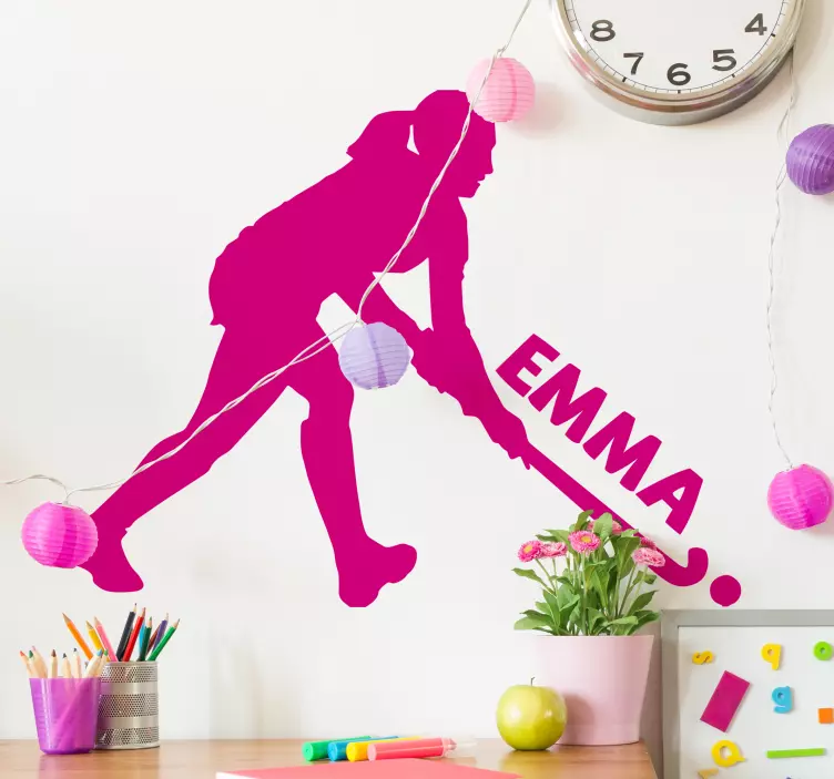 Personalisiertes Wandtattoo Jugendzimmer Hockeymädchen - TenStickers