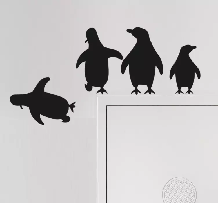 Pinguine springen türaufkleber - TenStickers