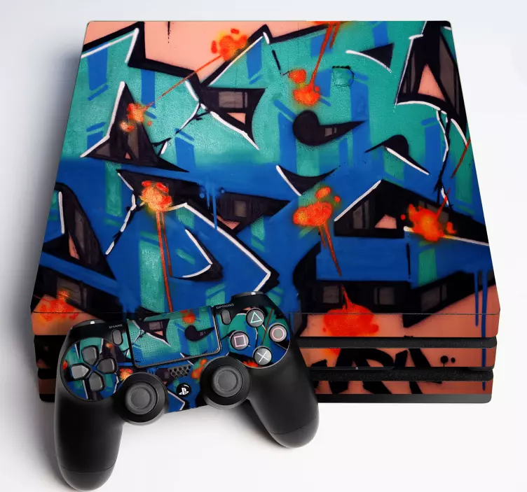 Ps4 aufkleber im lebhaften graffiti-muster - TenStickers
