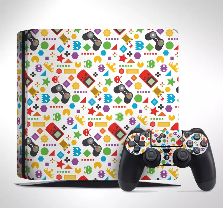 PS4 Aufkleber Skin Retro Icons - TenStickers