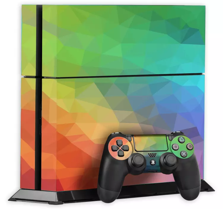 Polygonaler Regenbogen Aufkleber für die Ps4 - TenStickers