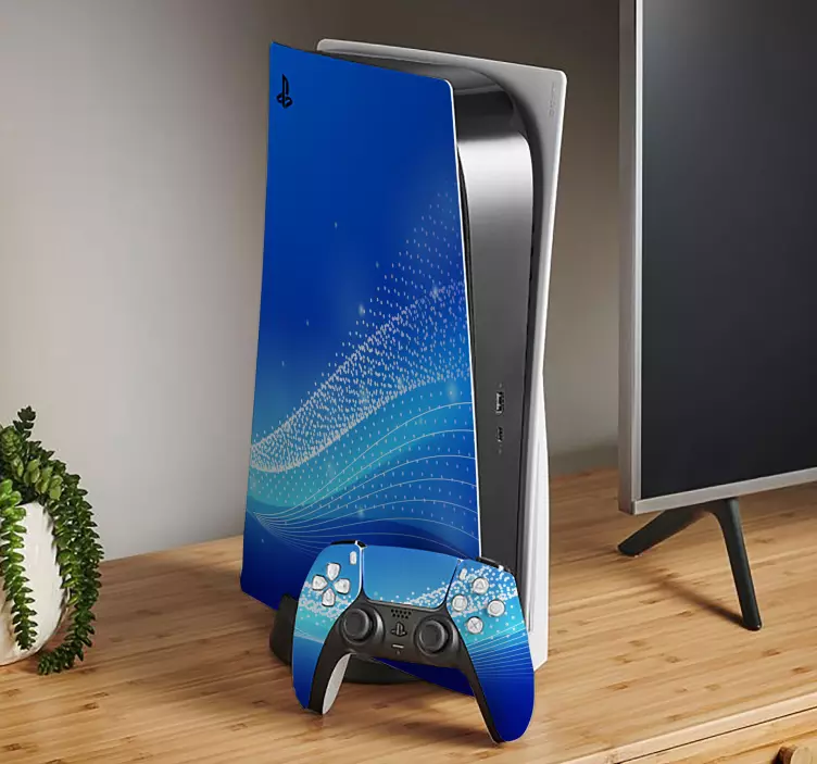 Ps5 skin mit blauen wellenmotiven - TenStickers