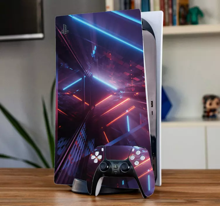 Ps5 skin mit futuristischen neon-effekten - TenStickers