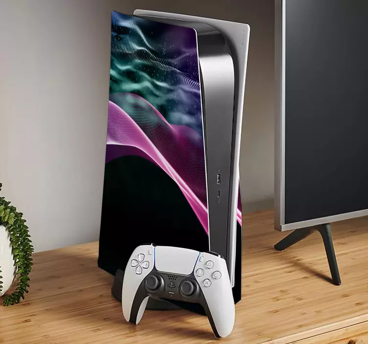 Ps5 skin mit lebhaften wellenmustern - TenStickers