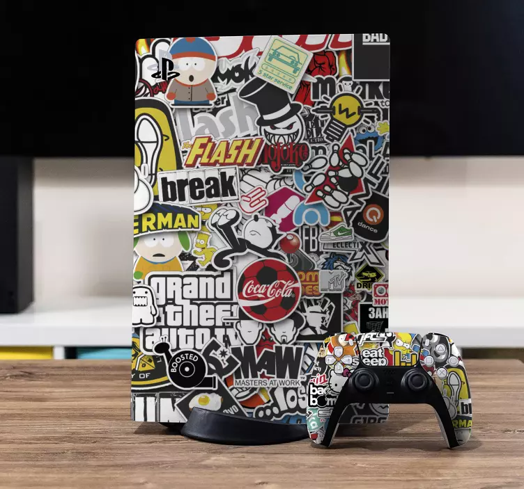 PS5 Skin farbenfrohe Stickerbombe - TenStickers
