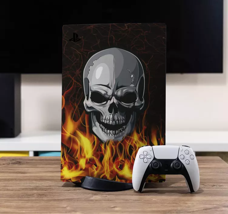 PS5 Skin Totenkopf in Flammen - TenStickers
