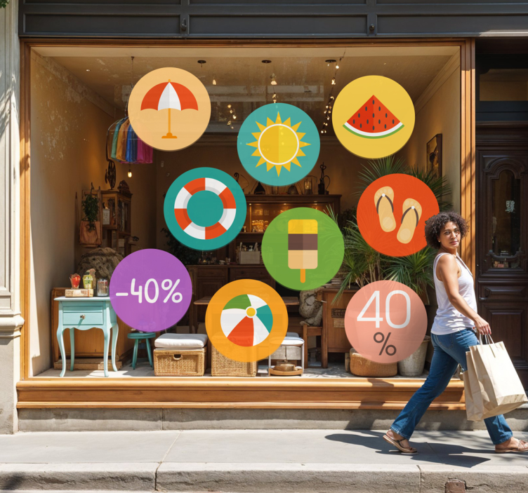 Rabatt Aufkleber bunte sommerrabatte - TenStickers