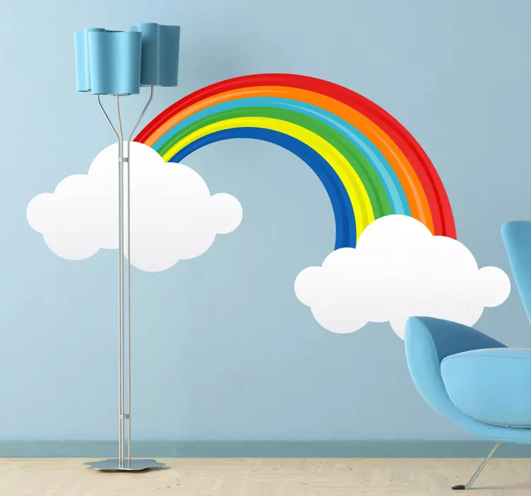 Wandtattoo Regenbogen mit zwei Wolken - TenStickers