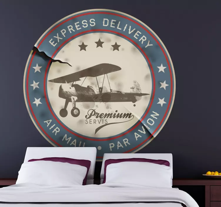 Retro Flugzeug Briefmarke Aufkleber - TenStickers