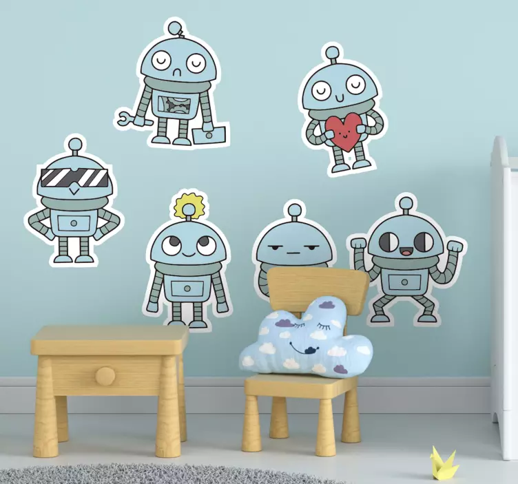 Roboter set Wandsticker Kinderzimmer - TenStickers