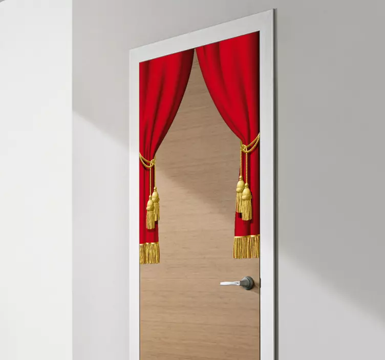 Wandtattoo Wohnzimmer rote Gardinen - TenStickers