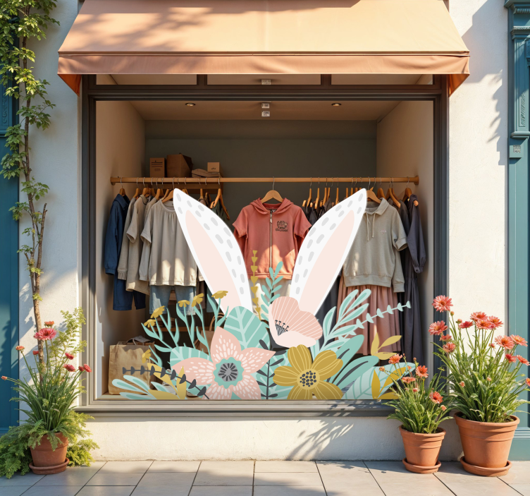 Schaufenster Folie hasenohren und pflanzen - TenStickers