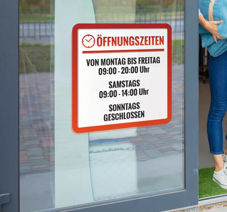 Öffnungszeiten Aufkleber roter Rand - TenStickers