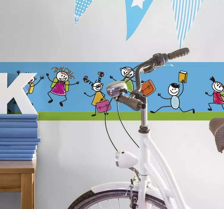 Bordüre selbstklebend Schulkinder - TenStickers