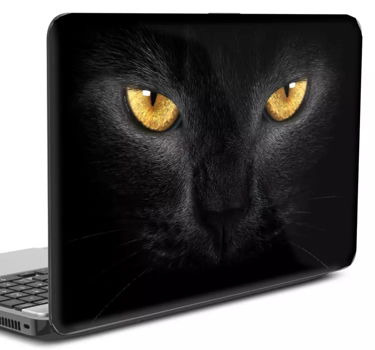 Laptop Aufkleber Schwarze Katze - TenStickers