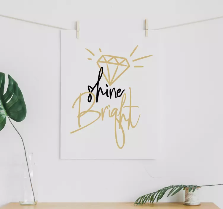 Shine Bright Text Wandaufkleber - TenStickers