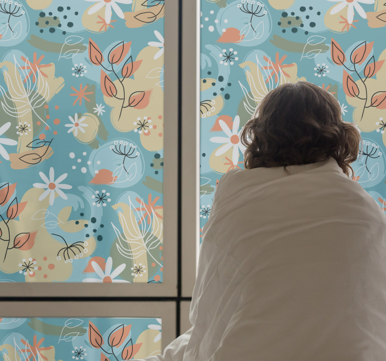 Sichtschutzfolie Fenster abstrakt flacher Blumenhintergrund - TenStickers