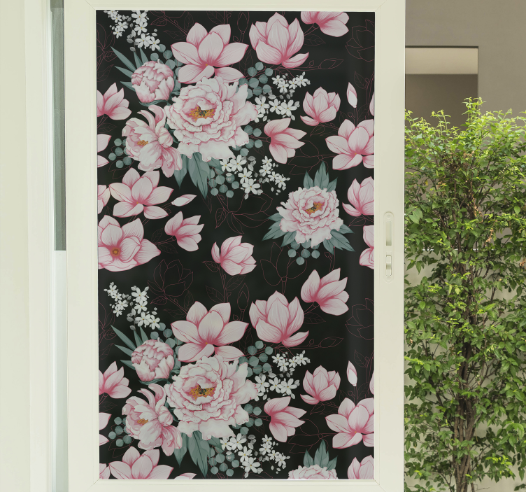 Sichtschutzfolie Fenster mit Magnolienpflanzen - TenStickers
