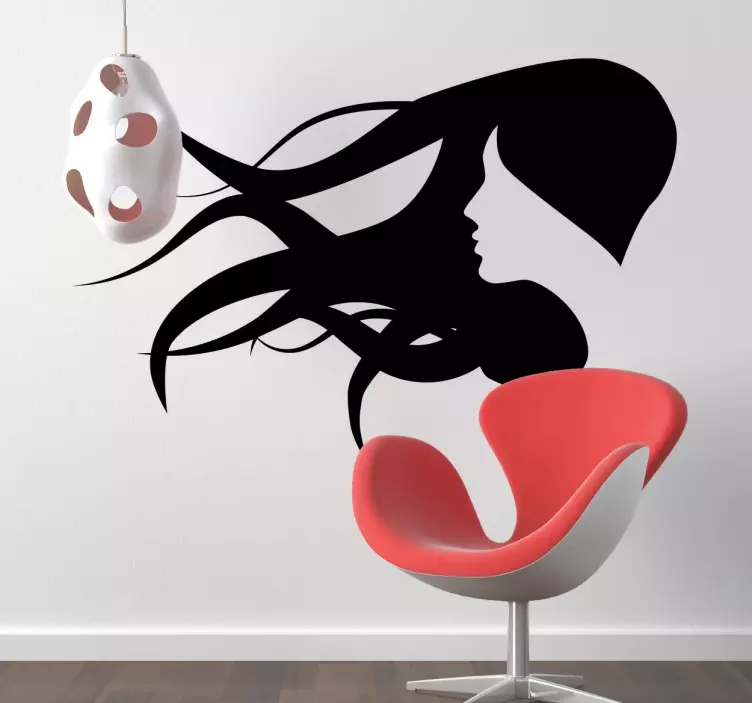 Silhouette Frau im Wind Wandtattoo - TenStickers