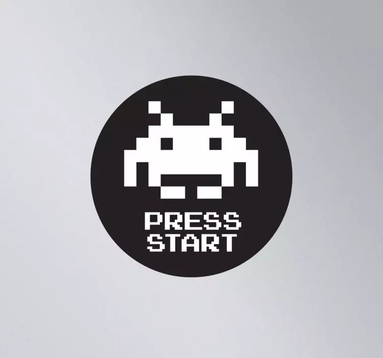 Space Invaders Press Start Aufkleber - TenStickers