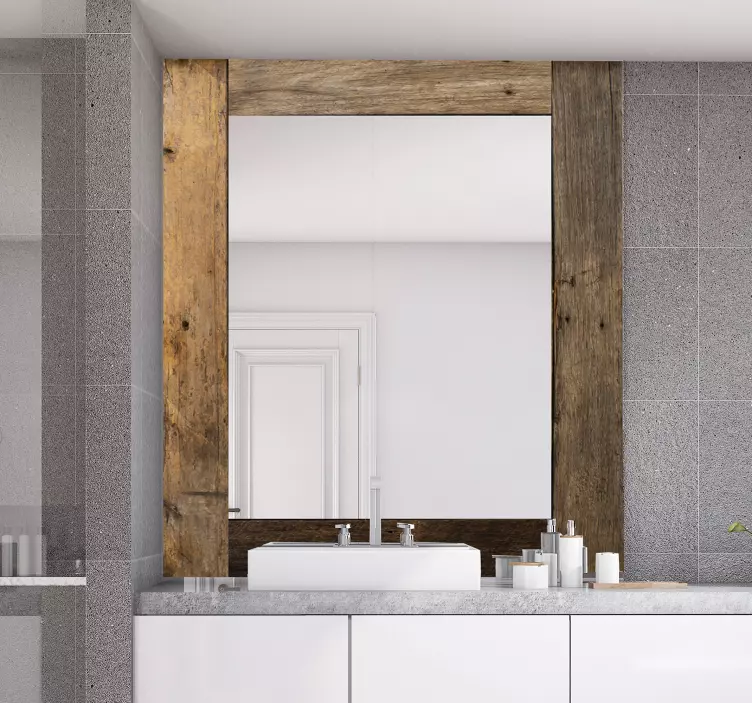 Spiegel Aufkleber Vintage Holzrahmen - TenStickers